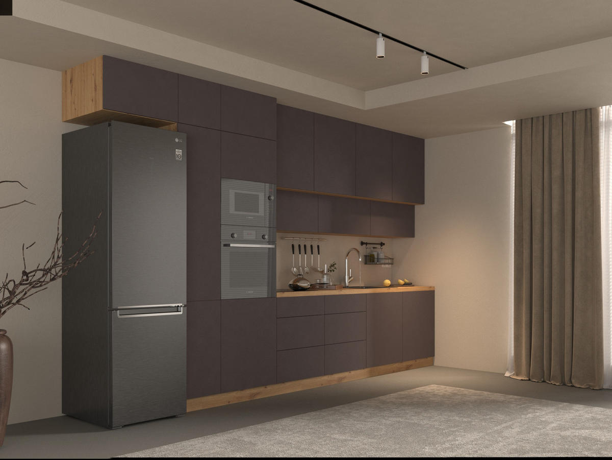 KÜCHENZEILE 400 - Langen KL4-M400 in Grau/Matt - Grau, Holz (400/248/58cm)