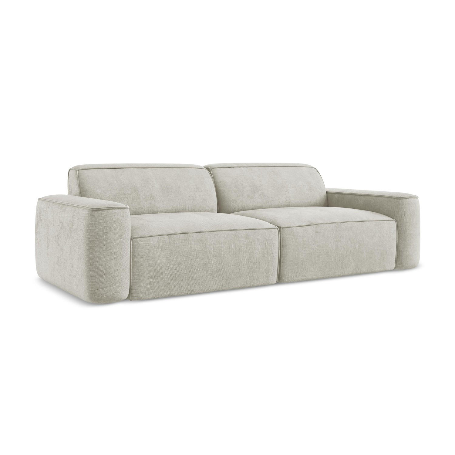 4-SITZER-SOFA Chenille Stoff Creme - Creme/Schwarz, Holzwerkstoff/Kunststoff (244/70/102cm) - LaMiaSofa