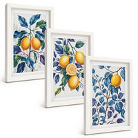 BILDER SET 3er Set - 20x30 cm Weißer Rahmen - Zitronenzweige mit blauen Blättern - Weiß, Kunststoff (20/30cm) - TULUP