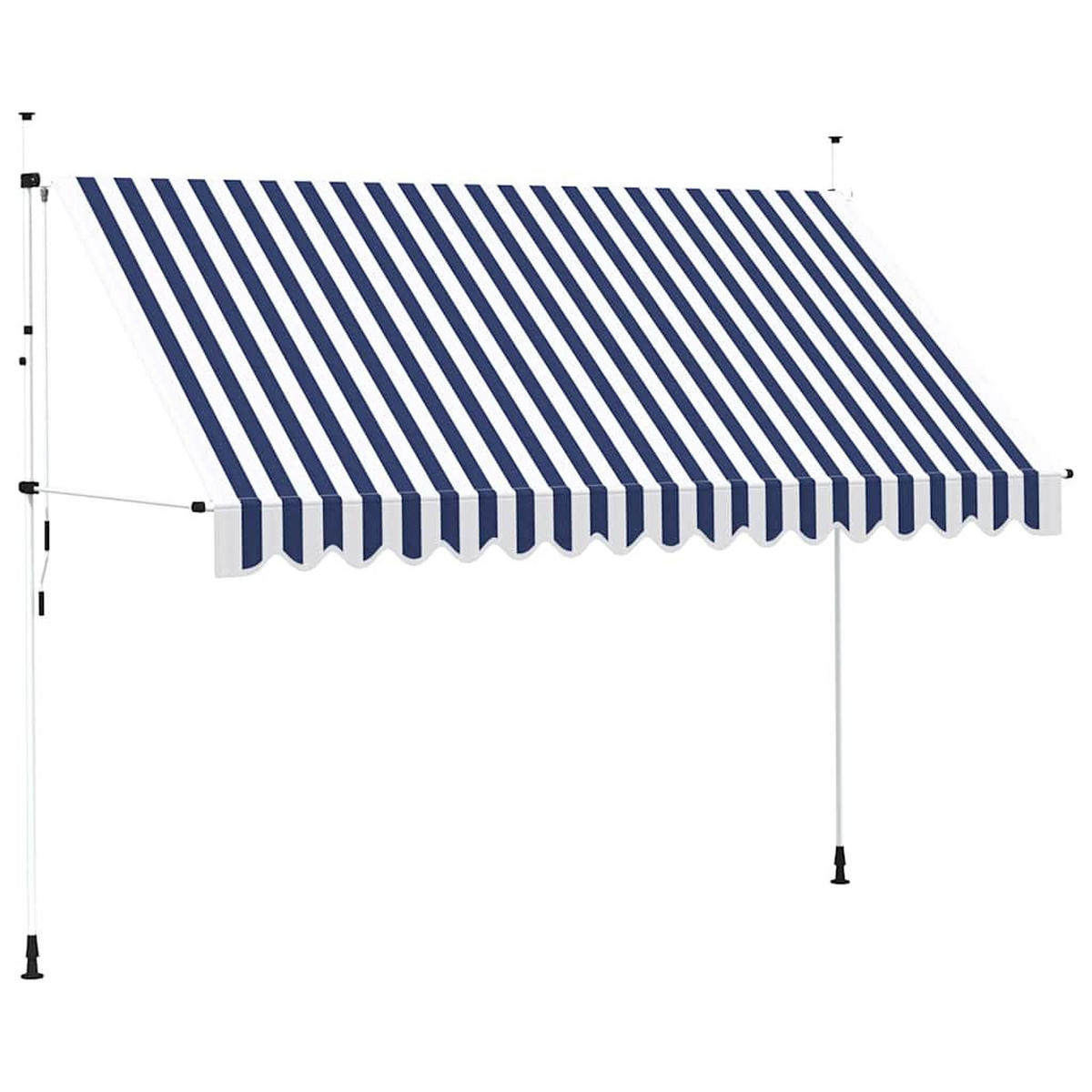 EINZIEHBARE Markise Handbetrieben 350 cm Blau/Weiß Gestreift - Blau, Textil (35/1/3.5cm) - furnicato