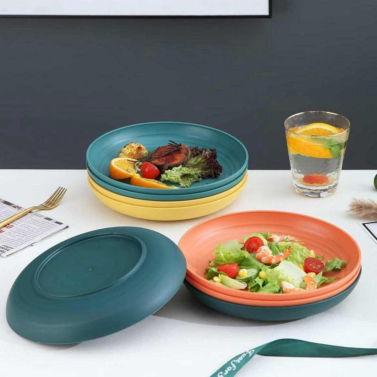 SPEISETELLER 8er Set 23 cm Kunststoff Mischfarbe - Multicolor, Kunststoff (23/23/2cm)