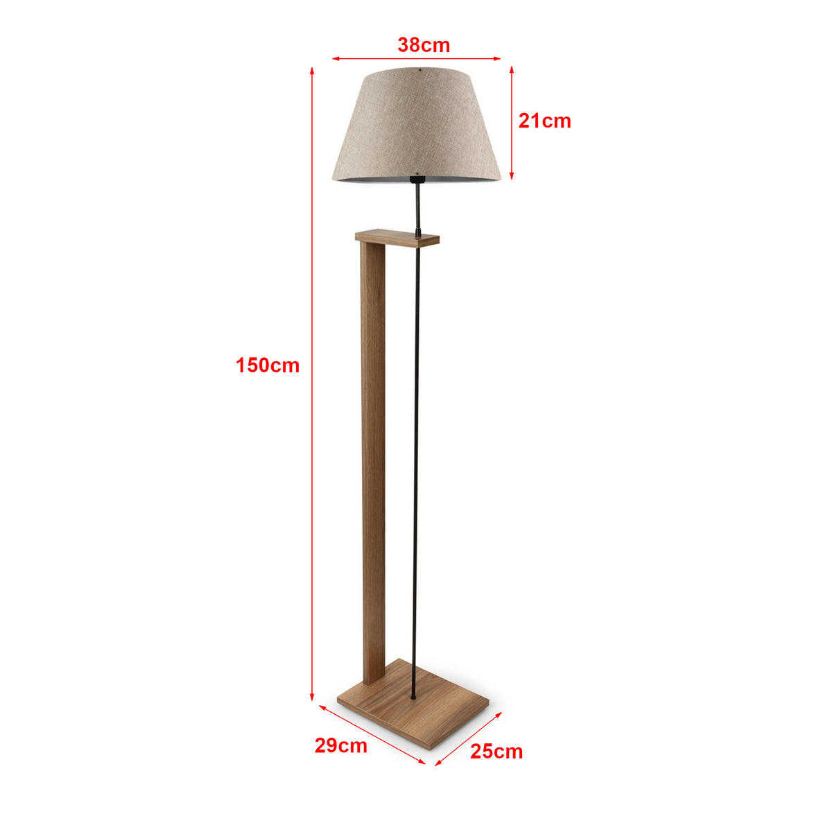 STEHLEUCHTE Bromwich - Beige, Metall (38/38/150cm) - lux.pro