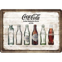 MINIBLECHSCHILD 10/14 cm Coca-Cola Bottle Timeline - Multicolor, Metall (14/10/0.1cm) - Nostalgic-Art