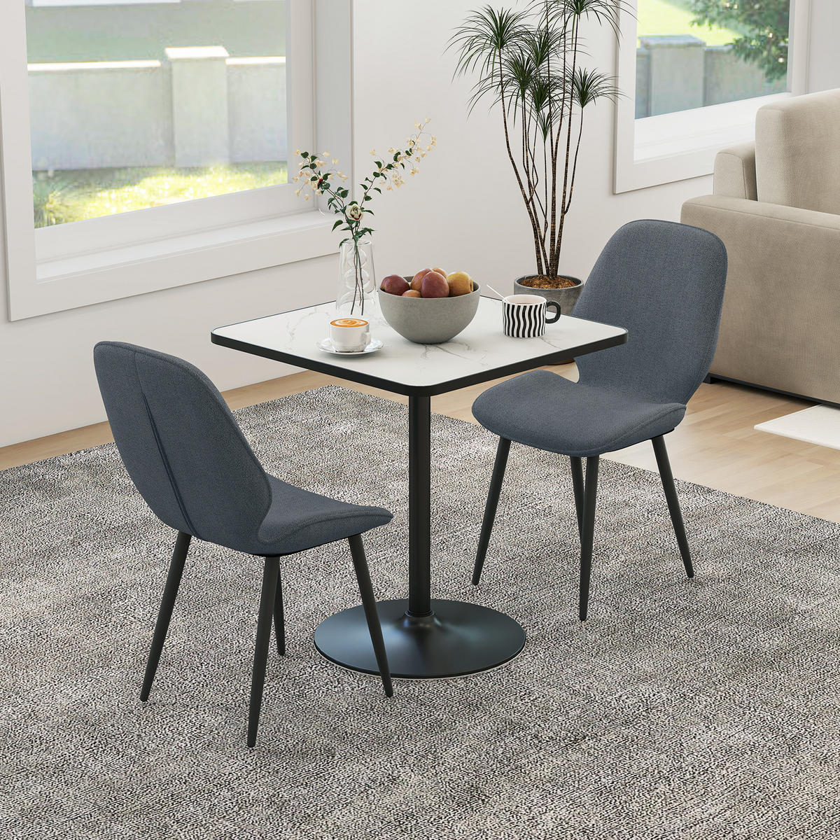 ESSZIMMERSTÜHLE 2er-Set DE-13268 geschwungene Rückenlehne Grau - Grau, Metall (56/86/46cm) - ComfortXL