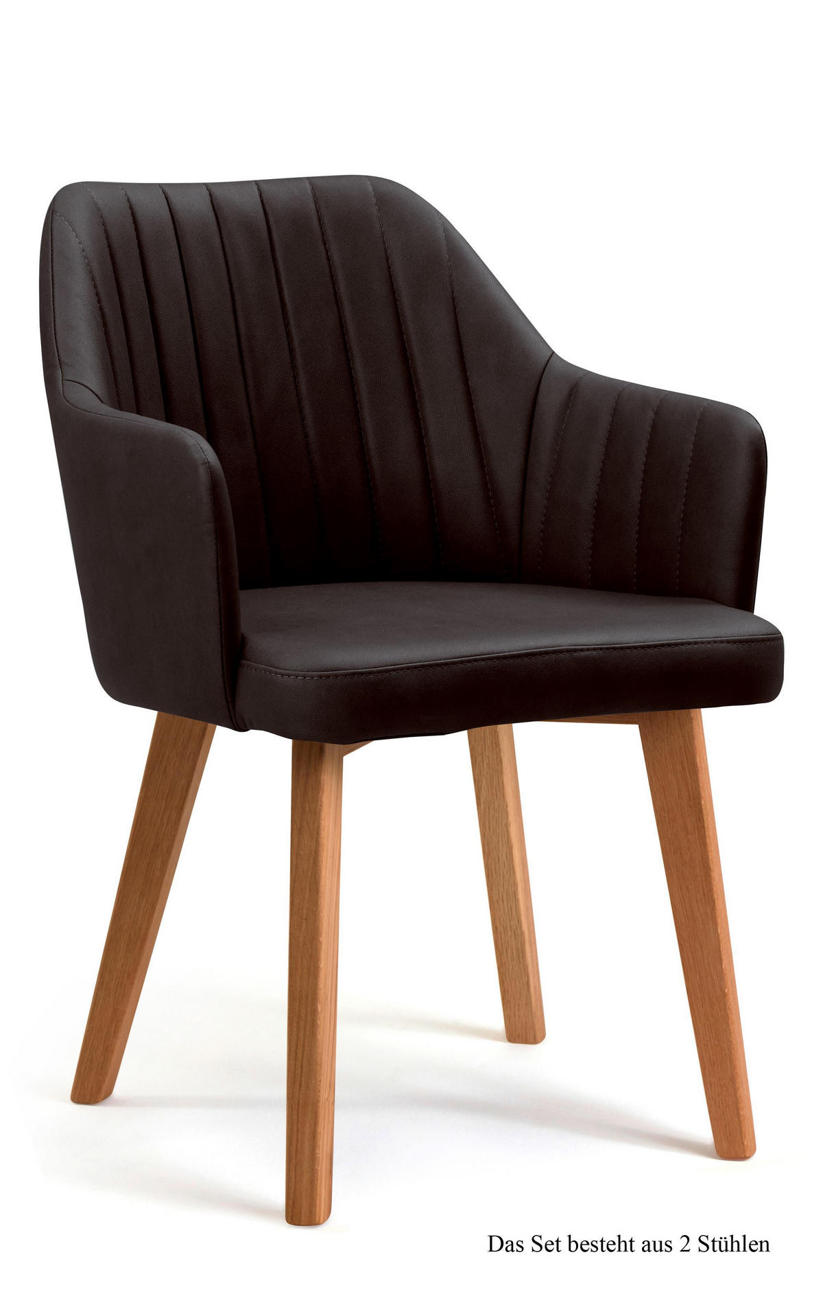 ARMLEHNSTUHL (2er-Set) Dasi 58x81x60 Eiche geölt/Espresso - Eichefarben/Dunkelbraun, Kunststoff (60/81/58cm) - 58aufmkessel