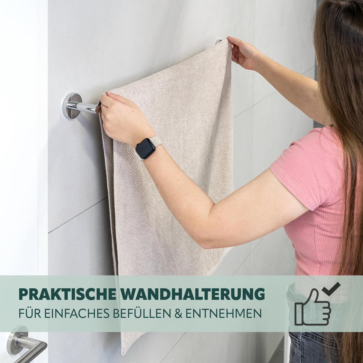 BADETUCHSTANGE LUCENTE 80 cm, Edelstahl - Chromfarben, Metall (84/6/7cm) - bremermann