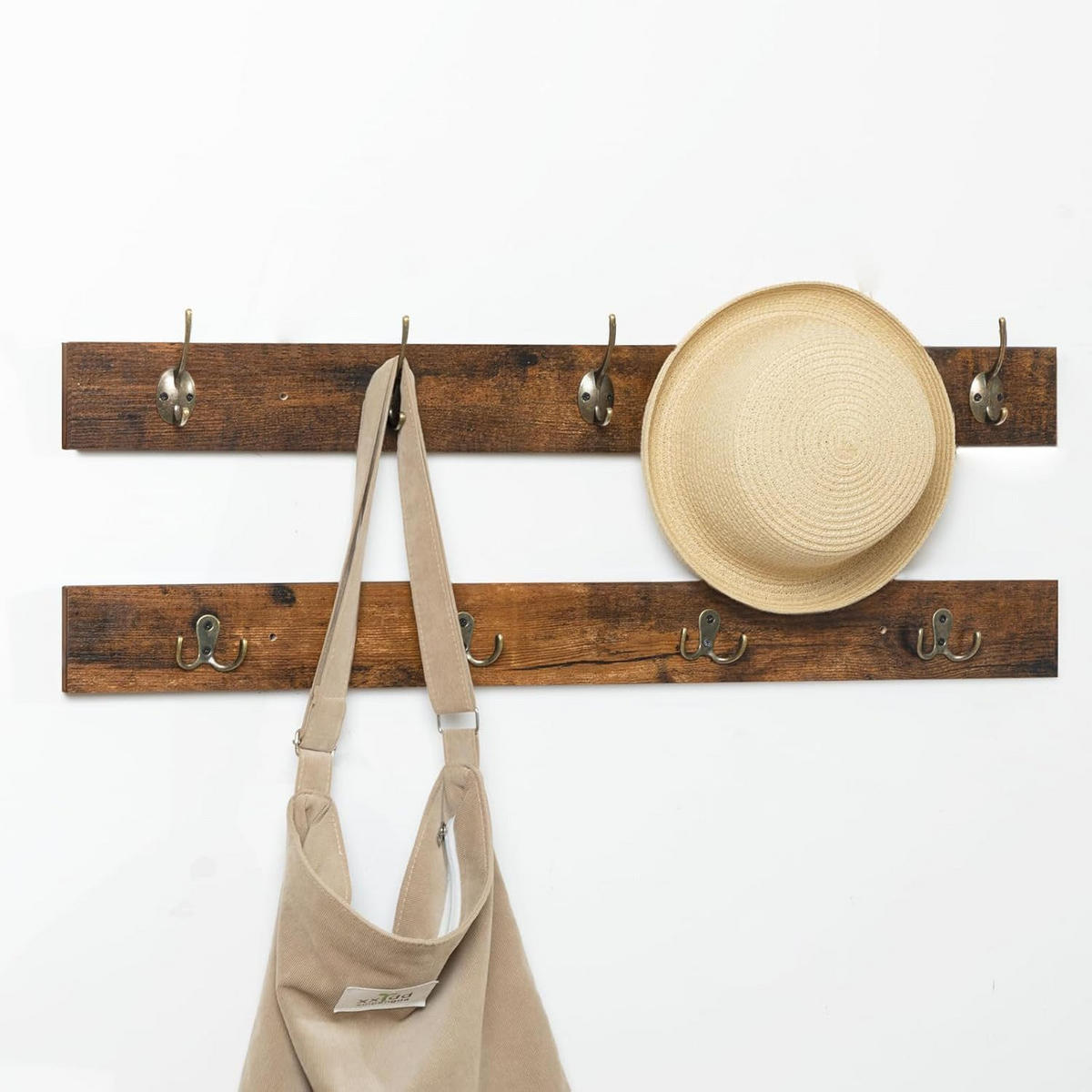 WANDGARDEROBE Braun mit Schuhschrank und 9 Haken - Braun, Holzwerkstoff (100/48/30cm) - Hoobro