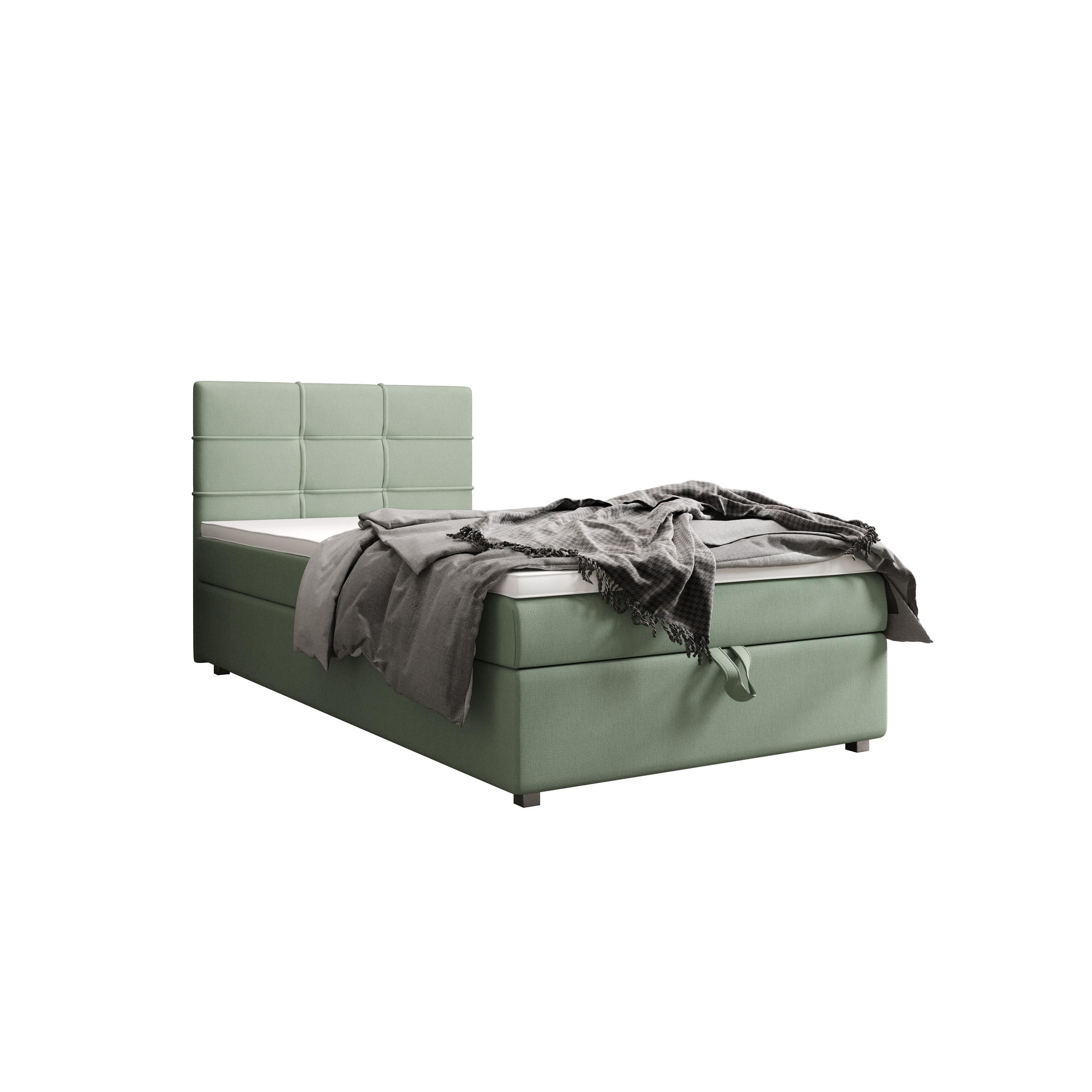 BOXBETT FADO 22 mit Matratze H3, Bonell und Topper 80x200 Cosmic 16 - Grün, Textil (80/200cm) - Bedante