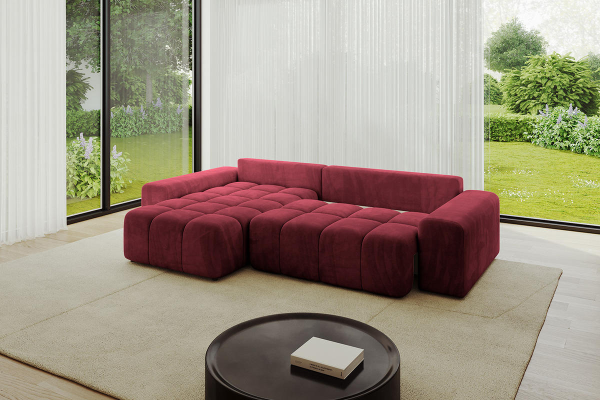ECKSOFA Ottomane links/rechts ENIL-L 290x175x84 Bordeaux Velours - Bordeaux, Holzwerkstoff/Kunststoff (290/175cm) - ALTDECOR