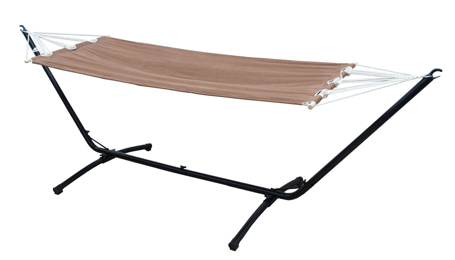 HÄNGEMATTE mit Gestell 310/100 cm, Braun/Schwarz - Schwarz, Metall (100/95/310cm) - Amanka
