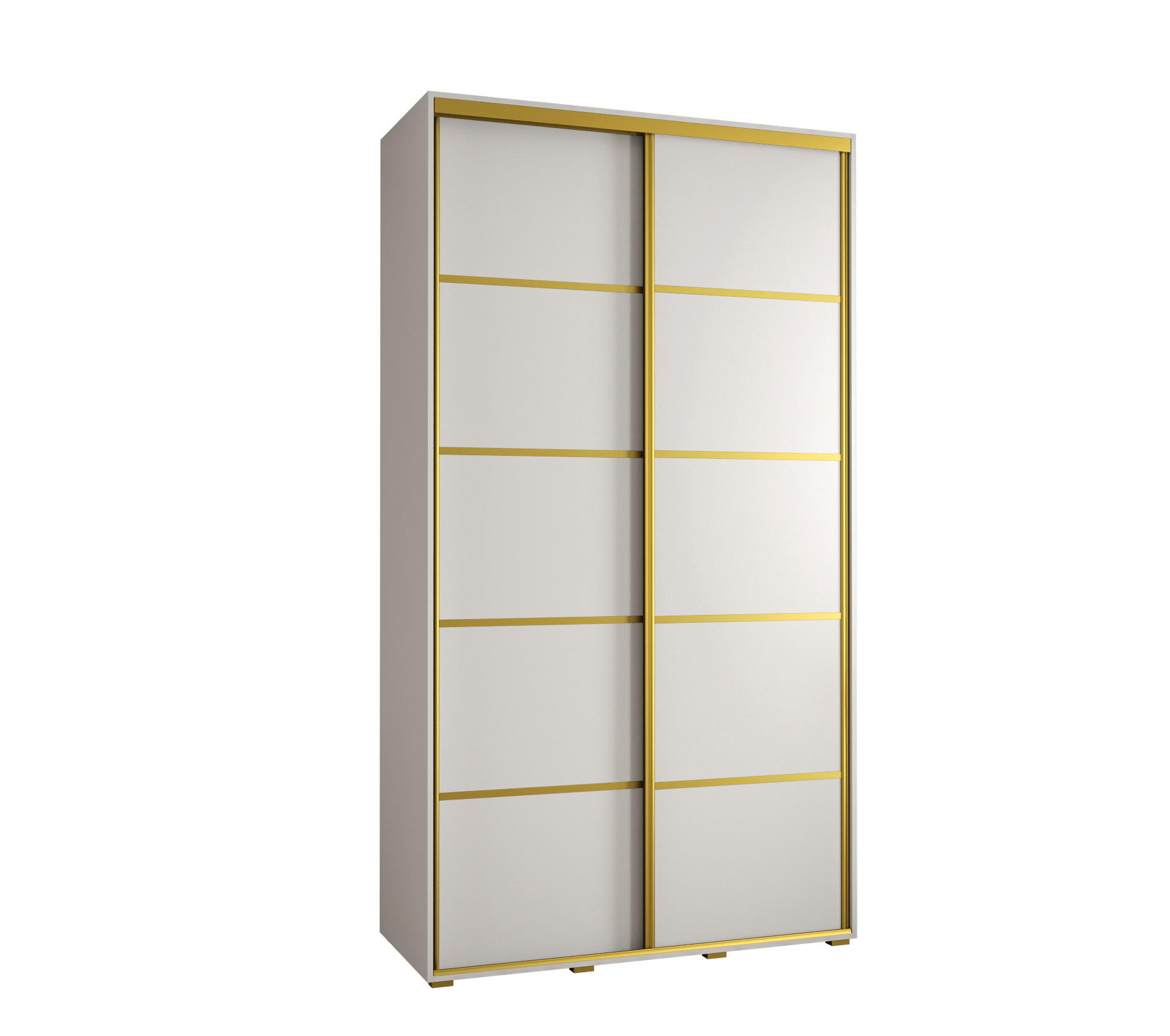 Abiks Möbel Schwebetürenschrank Weiß, Weiß, Gold 130x235x60 cm