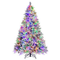 WEIHNACHTSBAUM mit Beleuchtung Schnee und Zapfen 210 cm weiß - Weiß, Metall (210cm) - COSTWAY