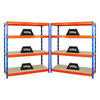 SCHWERLASTREGAL Rhino 2er-Set mit 2x 180x160x60 cm 4 Spanplatten-Ebenen 16mm Fachlast 500 kg Blau-Orange - Orange, Metall (320/180/60cm) - PROREGAL