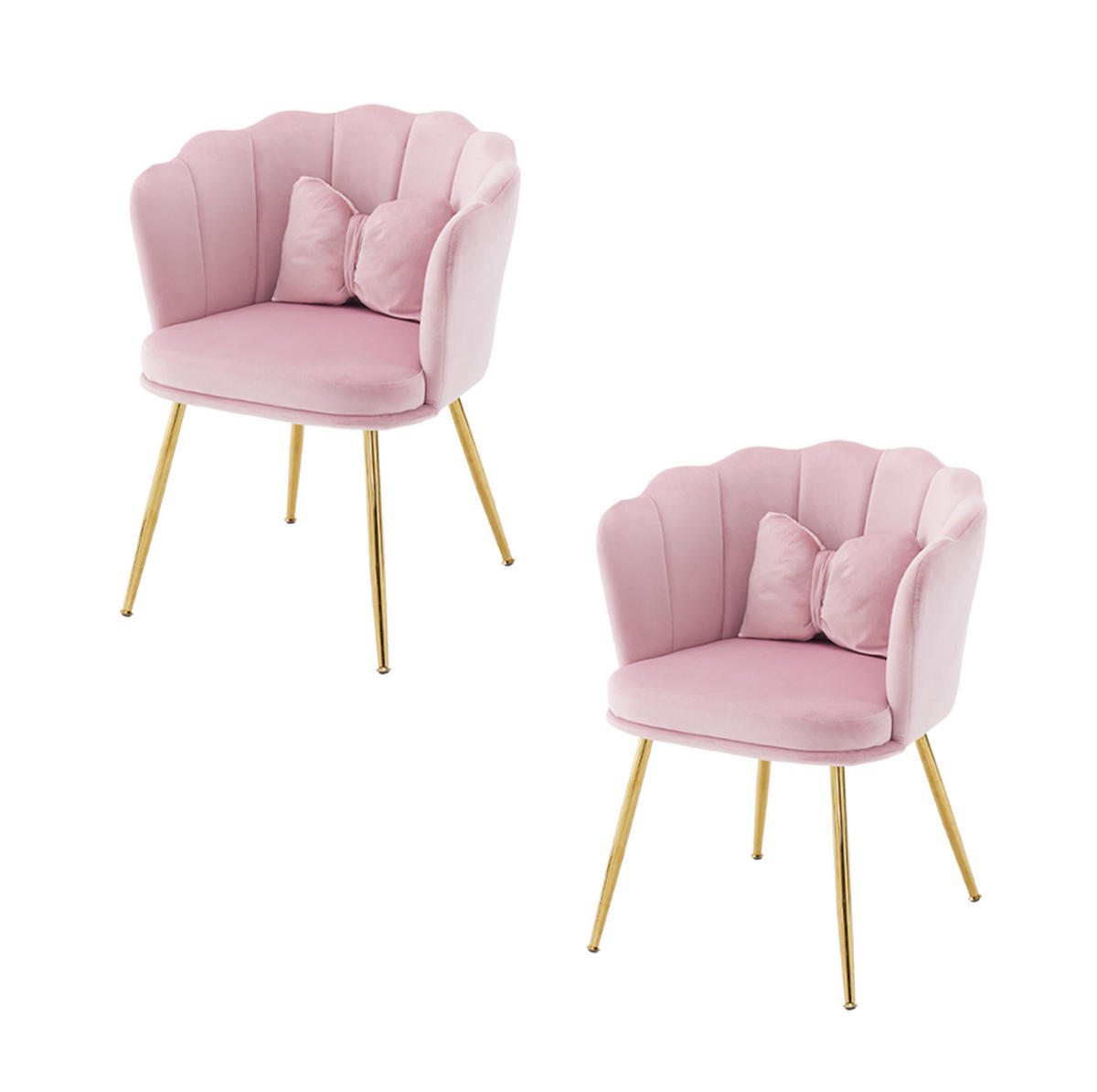 SESSEL-SET 2-teilig in Pink aus Samt mit Blütenblatt-Rückenlehne,633/58/77 cm - Rosa, Textil (633/77/58cm) - BEAOK