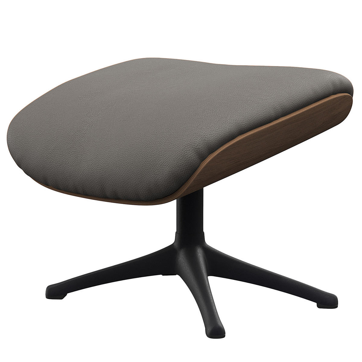 POLSTERHOCKER - Echtleder - Schwarz/Grau, Leder/Metall (49/39/44cm) - home24