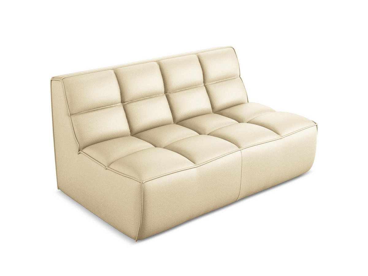 2-SITZER-SOFA Kunstleder Beige - Beige/Schwarz, Leder/Kunststoff (160/75/93cm) - Makamii