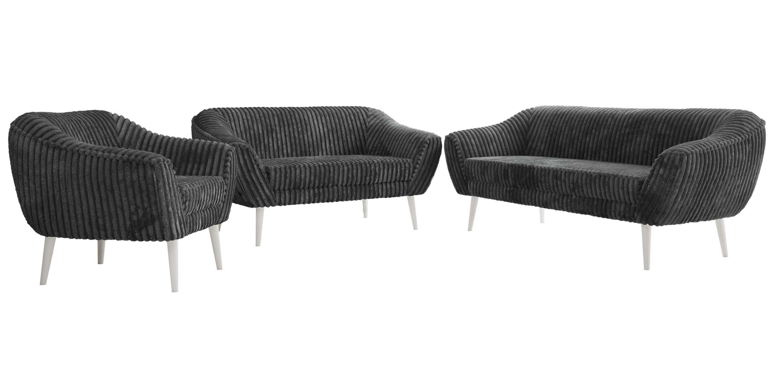 SEDACÍ SOUPRAVA 3+2+1 PIRS - Šedá Manšestr - Bílé nohy - šedá/bílá, kompozitní dřevo/textil (180/75/74cm) - MKS