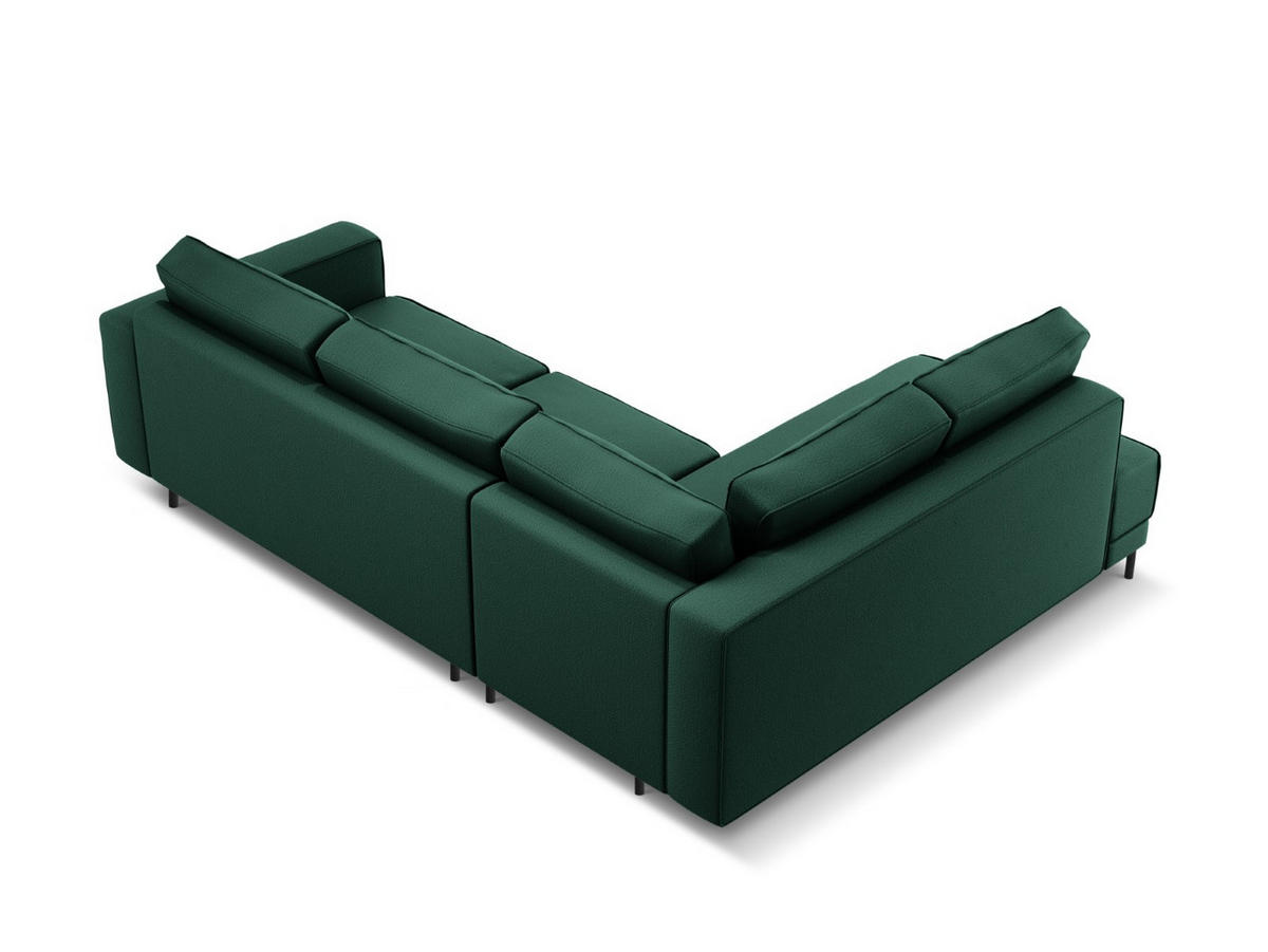 AUSKLAPPBARES-ECKSOFA links Caro aus strukturiertem Stoff grün 5 Sitzplätze - Grün, Textil (187/247cm) - Micadoni