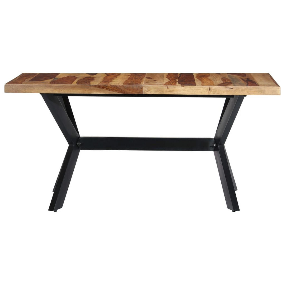 ESSTISCH mit Stahlgestell in Kreuzform, 140/70/75 cm, aus Massivholz Akazie, Brawn und Schwarz - Braun, Holz (140/70/75cm) - vidaXL