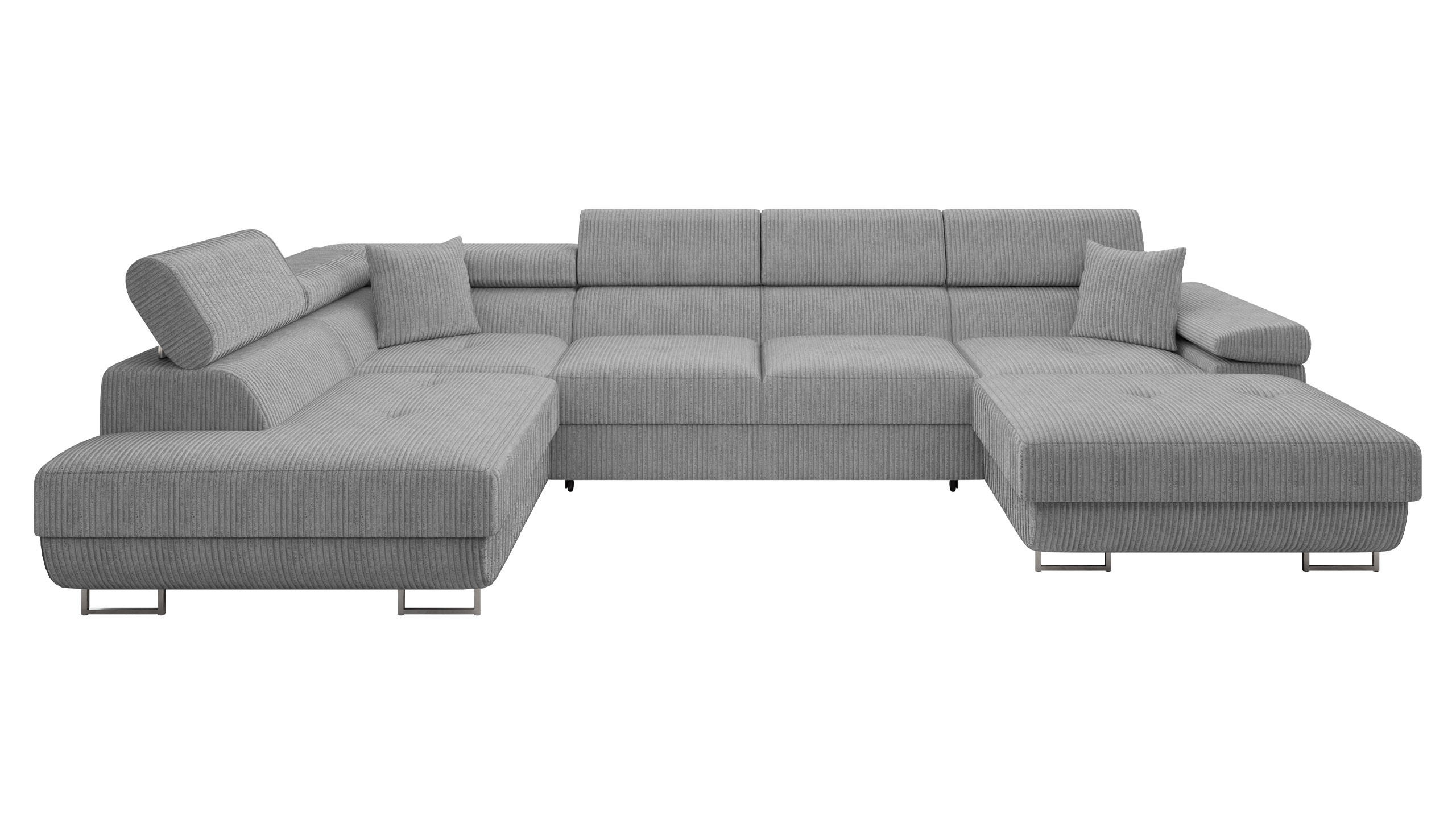 WOHNLANDSCHAFT Torezio Bis Cord, Seite: Links - Grau, Holz/Textil (346/90/203cm) - MIRJAN24