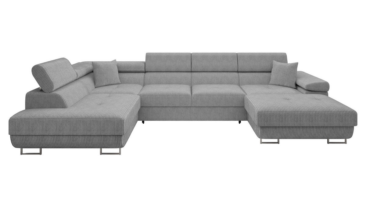 WOHNLANDSCHAFT Torezio Bis Cord, Seite: Links - Grau, Holz/Textil (346/90/203cm) - MIRJAN24