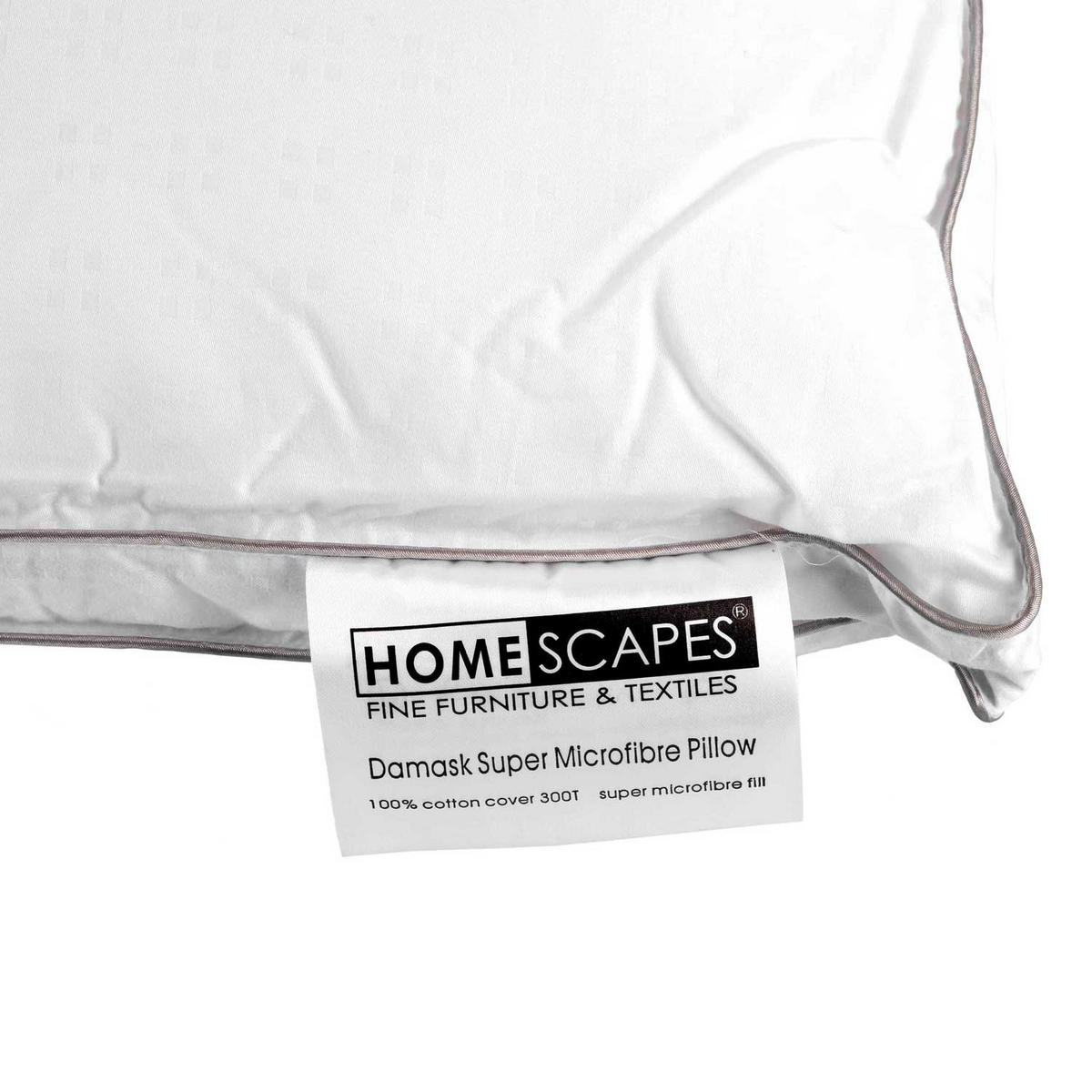 KOPFKISSEN Damast 48/74 cm, Super-Mikrofaser - Weiß, Textil (48/74cm) - Homescapes