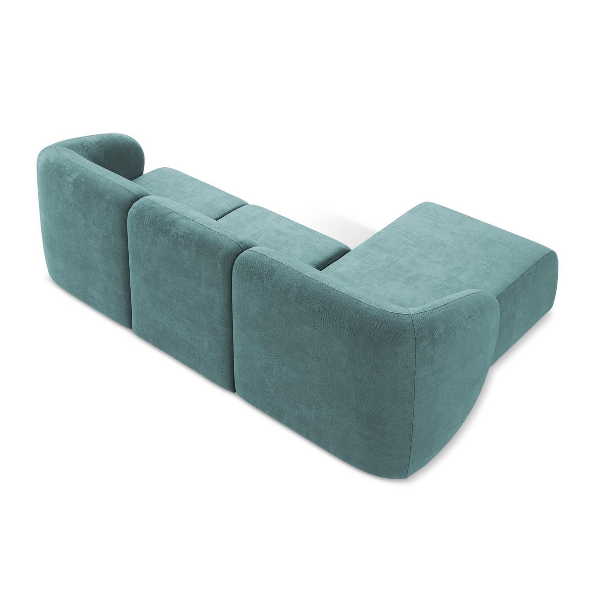 ECKSOFA Links Chenille Stoff Blau - Blaugrau/Schwarz, Holzwerkstoff/Kunststoff (248/166cm) - LaMiaSofa