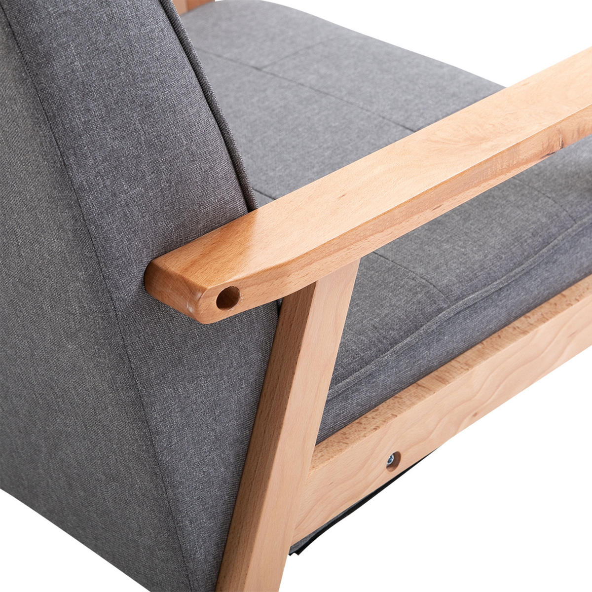SESSEL DE-06862 mit Holzbeinen und Leinenoptik Grau - Grau, Holz (70/74/64.5cm) - ComfortXL