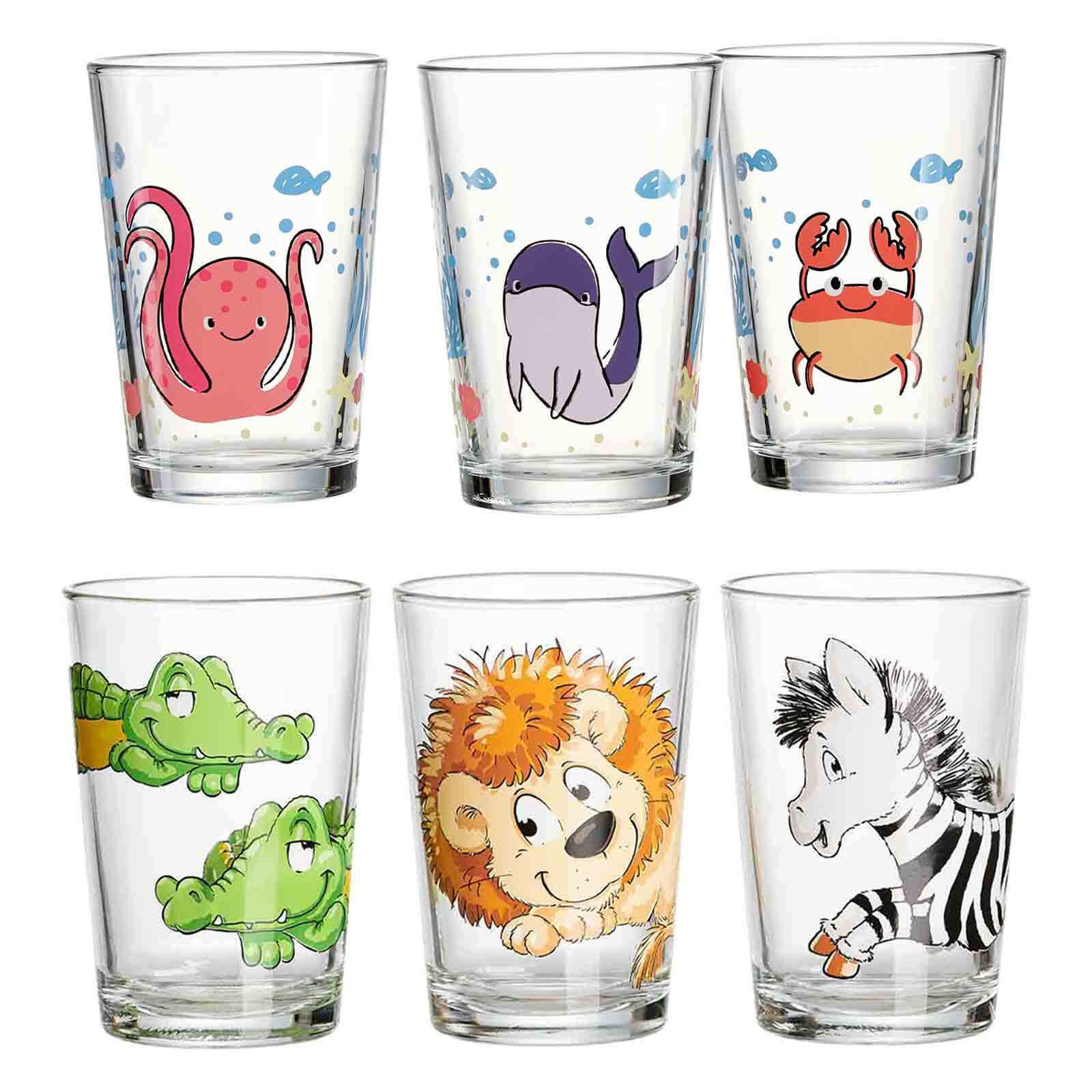 KINDERGLÄSER Meeres- und Zootiere bunt 205 ml 6er Set - Multicolor, Glas (0.205L) - Ritzenhoff Breker