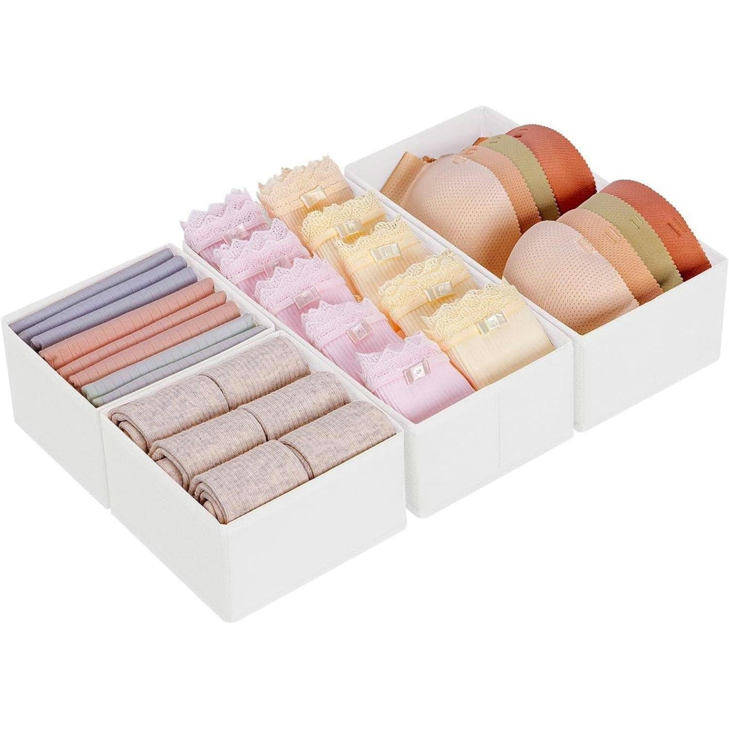 SCHUBLADEN Organizer 4-teiliges Set Weiß - Multicolor, Textil (15/9/30cm)