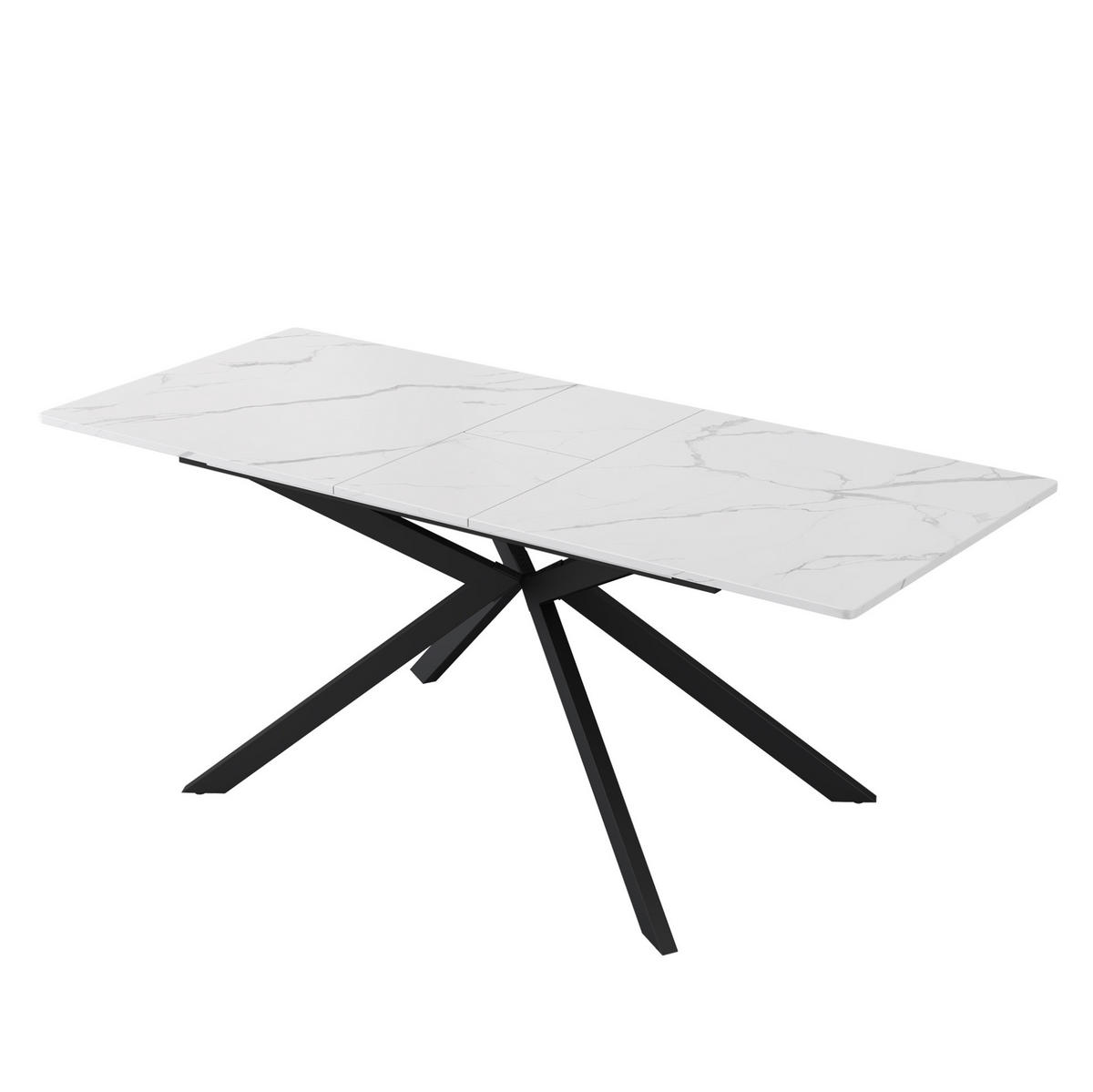 ROZKLÁDACÍ jídelní stůl 150/180 x 70 x 76 cm s křížovou podnoží a mramorovým dekorem, Černá/Bílá - černá, kompozitní dřevo (180/70/75.5cm) - Redom