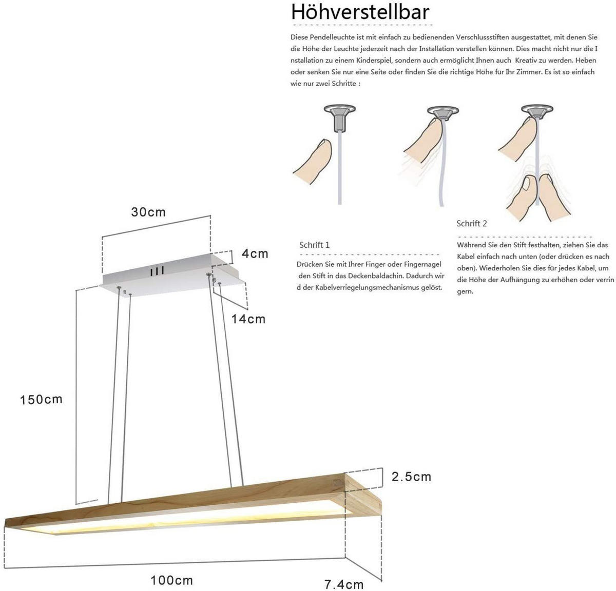 LED HÄNGELEUCHTE Zenobia 100/3/17 cm - Braun, Holz (100/3/17cm) - Nettlife