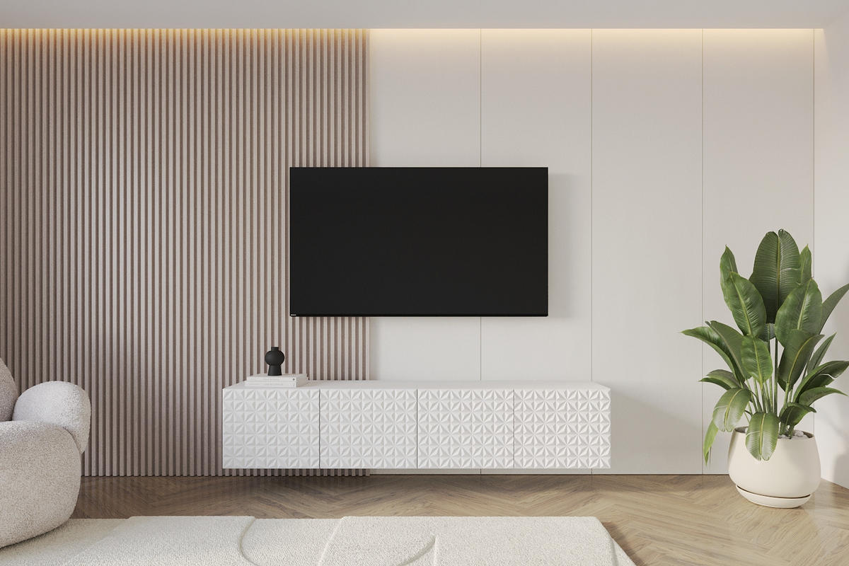 LOWBOARD VIRA-W 2x100x40x41 cm - Weiß - Weiß, Holzwerkstoff (200/40/41cm) - ALTDECOR