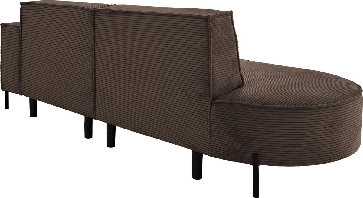 ECKSOFA Hana Loft 3-Sitzer Ecke Rechts, Cordstoff Chenille, Dunkelbraun 241/80/168 cm - Schwarz/Braun, Textil/Metall (241/168cm) - WFL GROUP