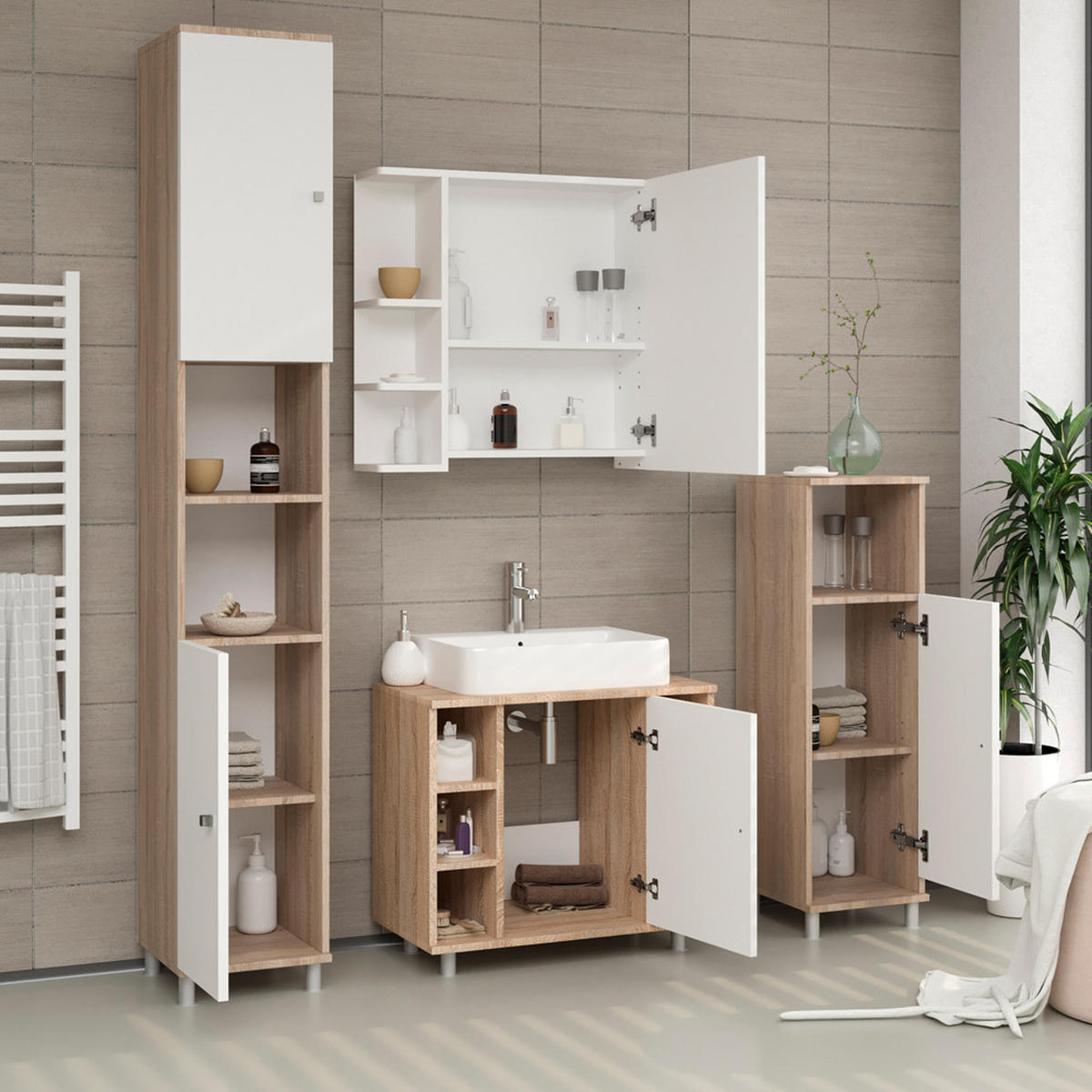 WASCHBECKENUNTERSCHRANK Fynn Sonoma 60 x 54 cm - Sonoma Eiche, Holzwerkstoff (60/54/32cm) - Vicco