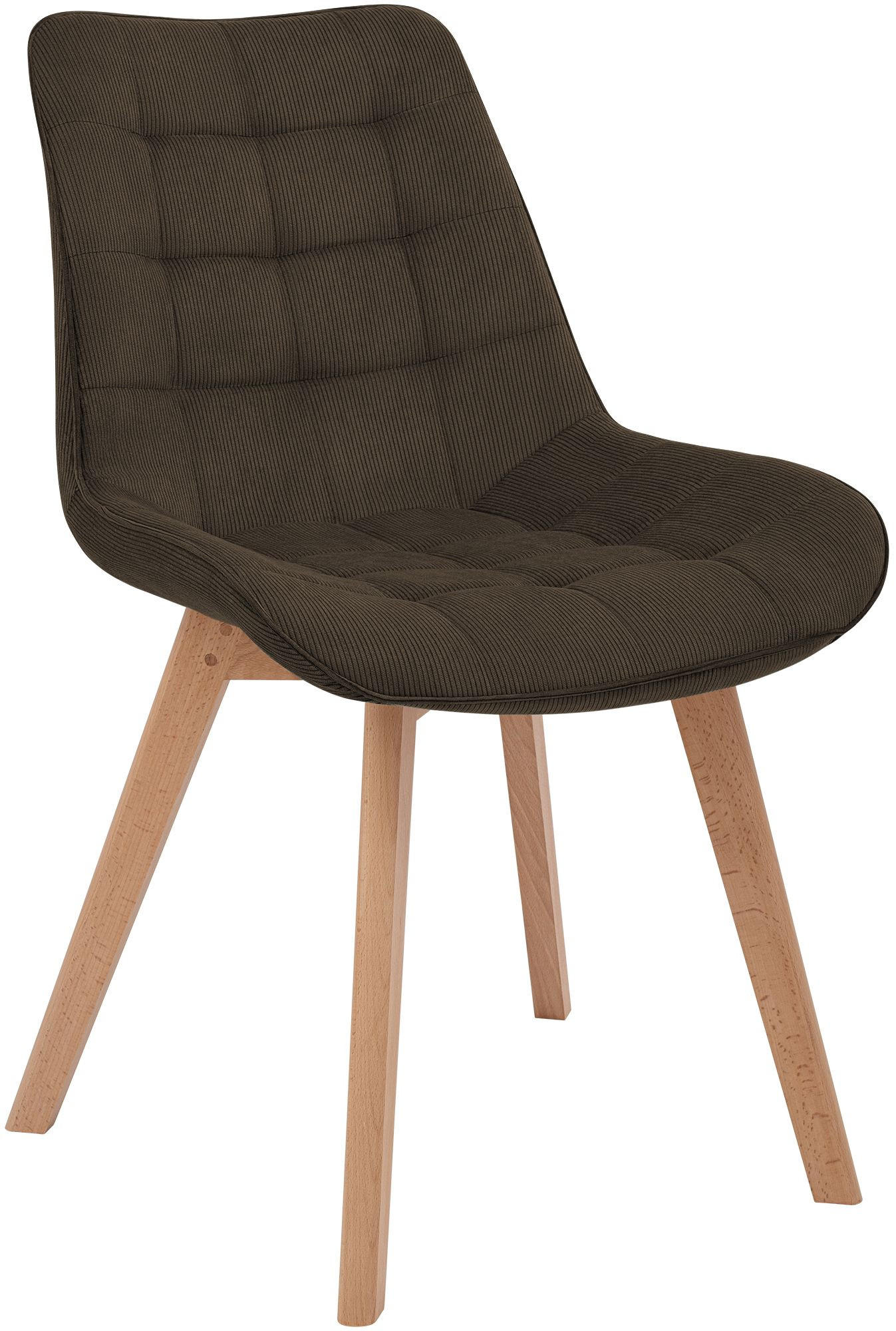 STUHL Cord Braun - Eukalyptusholzfarben/Braun, Holz/Textil (53/84/63cm) - CLP