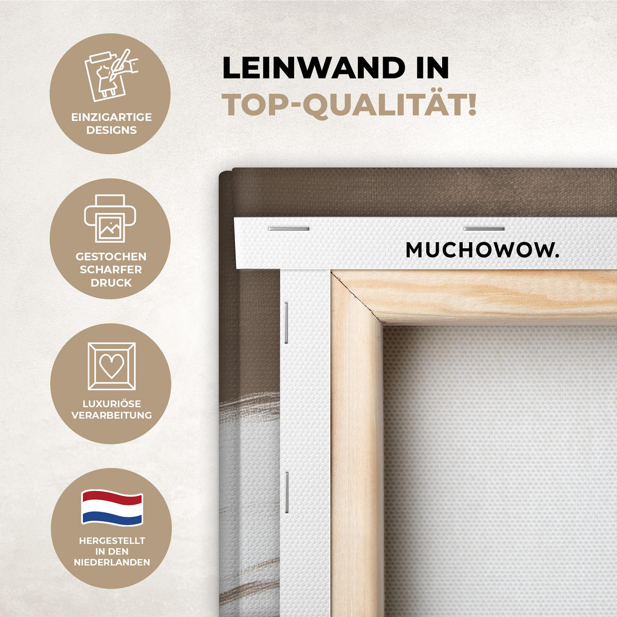 LEINWANDBILD Farbe - Braun - Japandi 60x90 cm - Kupferfarben, Textil (60/90cm) - MuchoWow