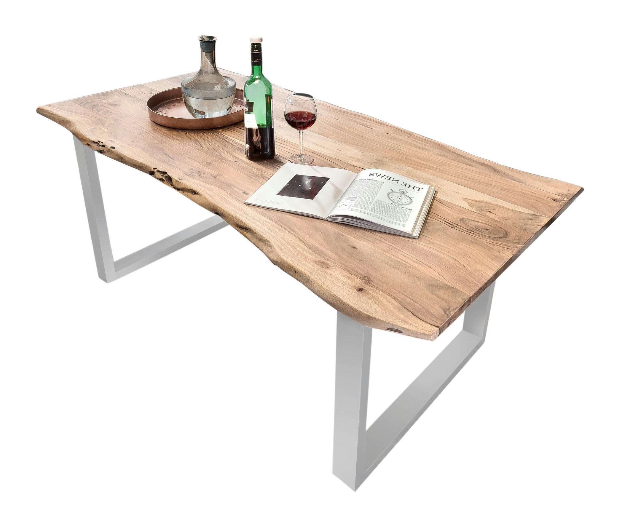 ESSTISCH MORITZ - Beige/Silberfarben, Holz/Metall (100/260/77cm) - SAM