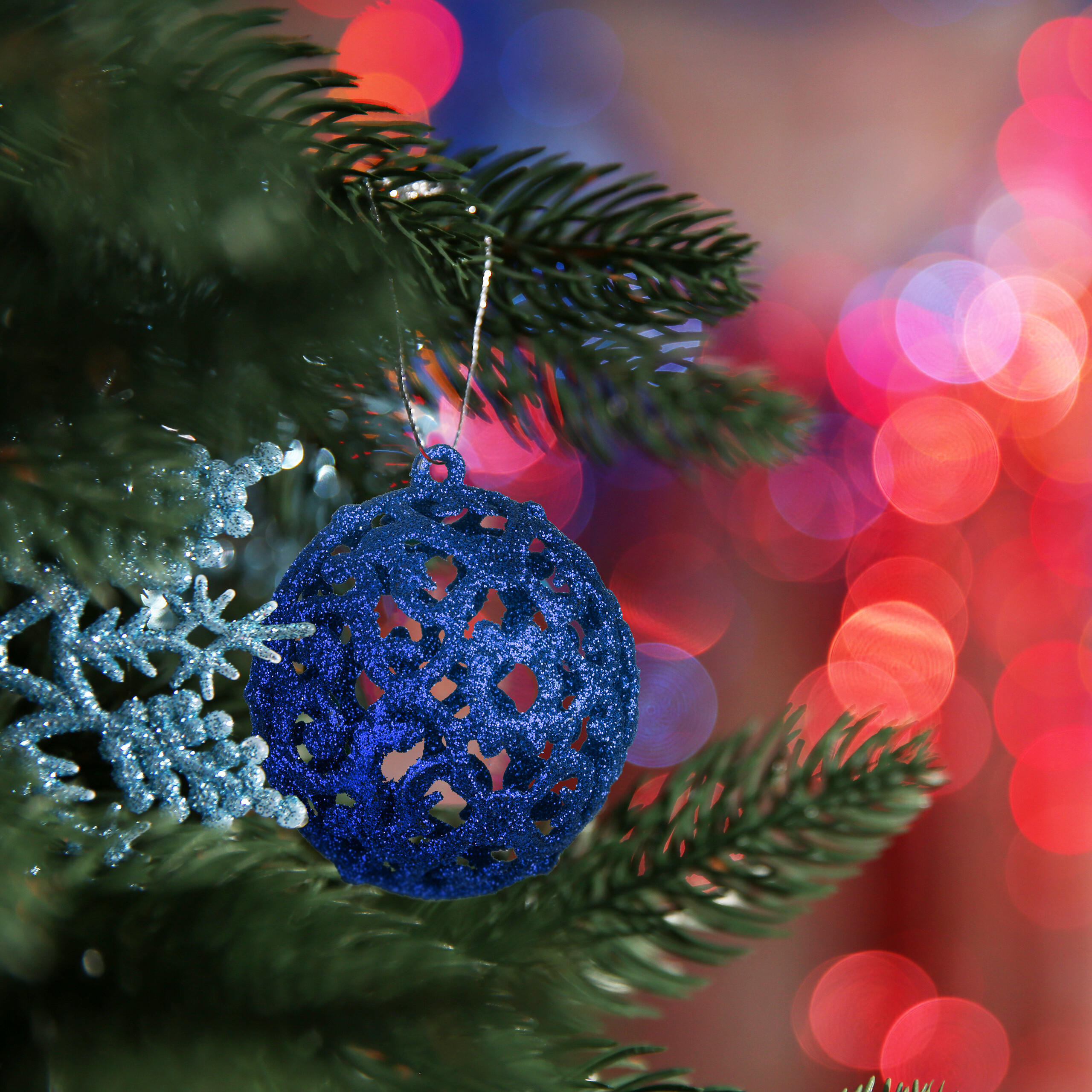 WEIHNACHTSKUGELN-SET 50-tlg. - Dunkelblau, Kunststoff (6/7/6cm) - Relaxdays