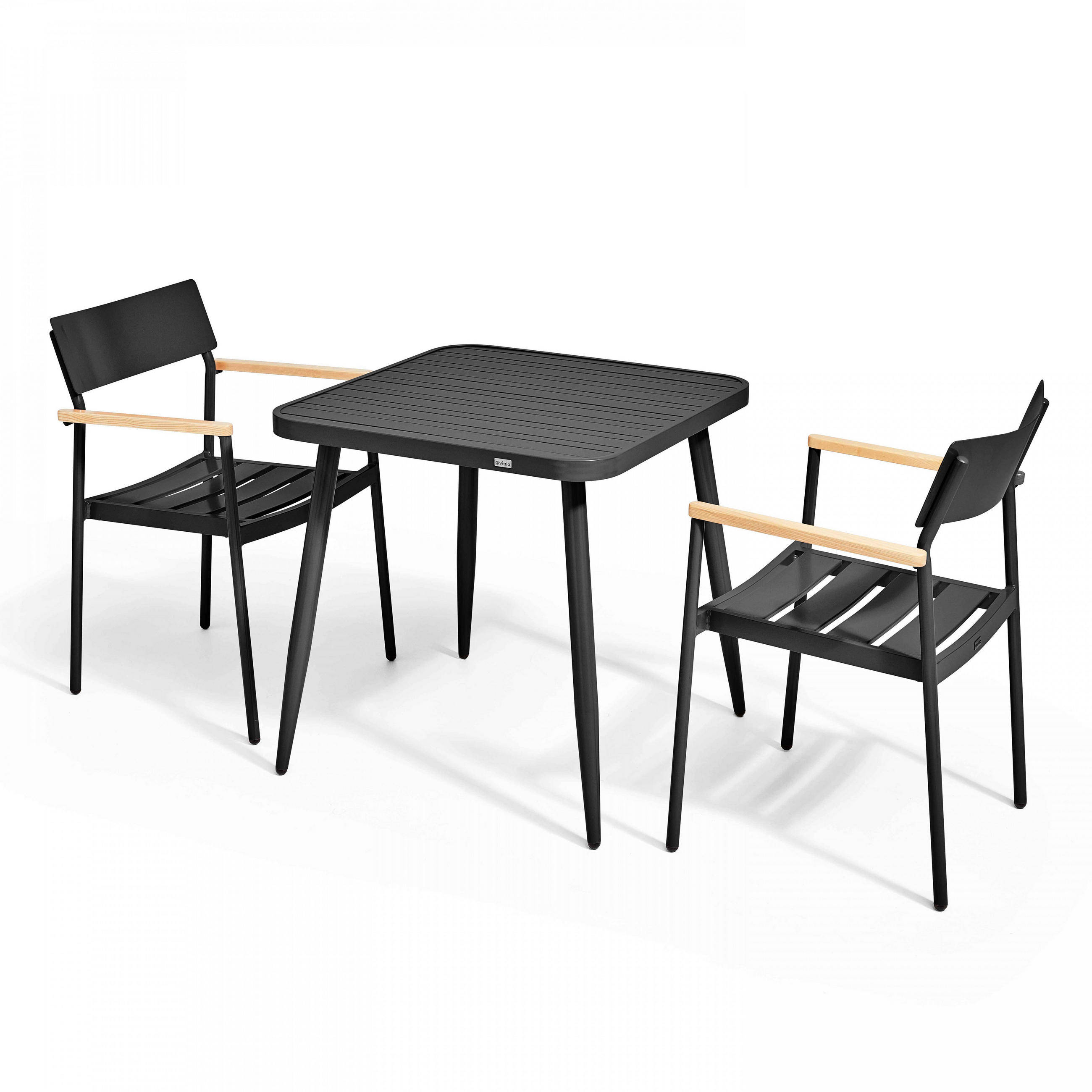 GARTENSET 3-tlg., Grau/Schwarz - Schwarz, Metall - Oviala