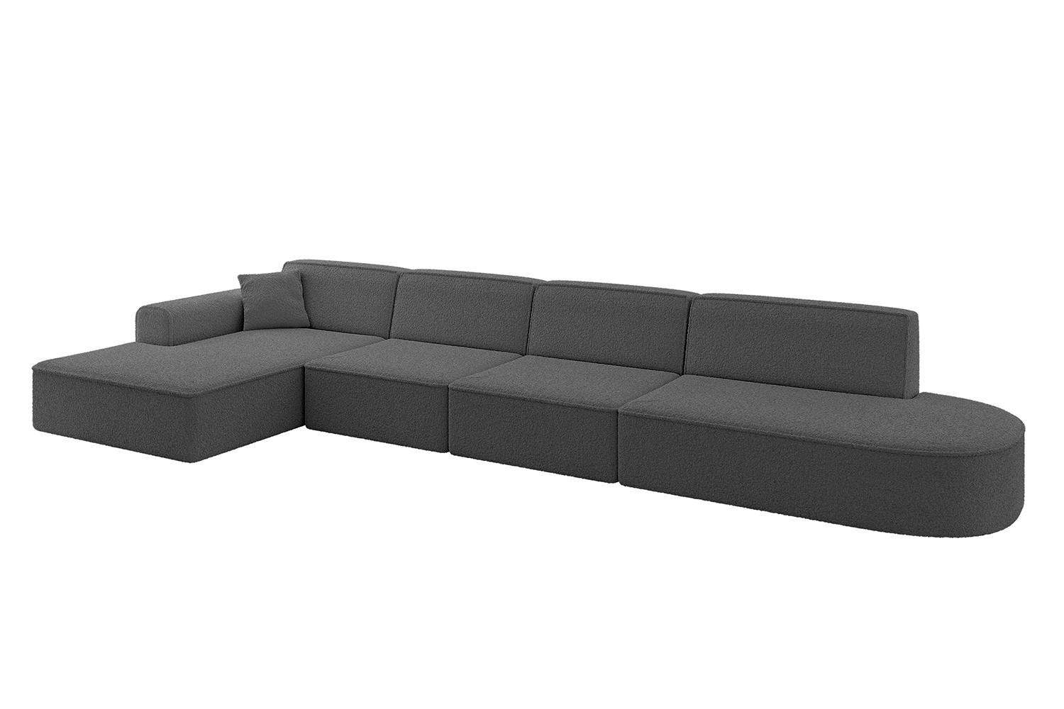 ECKSOFA Ottomane Links IREA-L3-v3 - 413x171x79 cm Grau - Olivgrün, Holzwerkstoff/Textil (413/171cm) - ALTDECOR