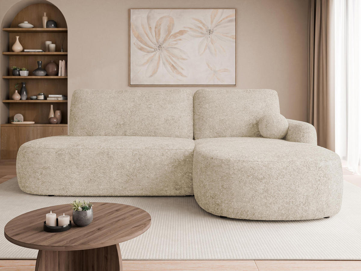 ECKSOFA Loridu O, Seite: Rechts - Beige/Schwarz, Holz/Kunststoff (274/174cm) - MIRJAN24