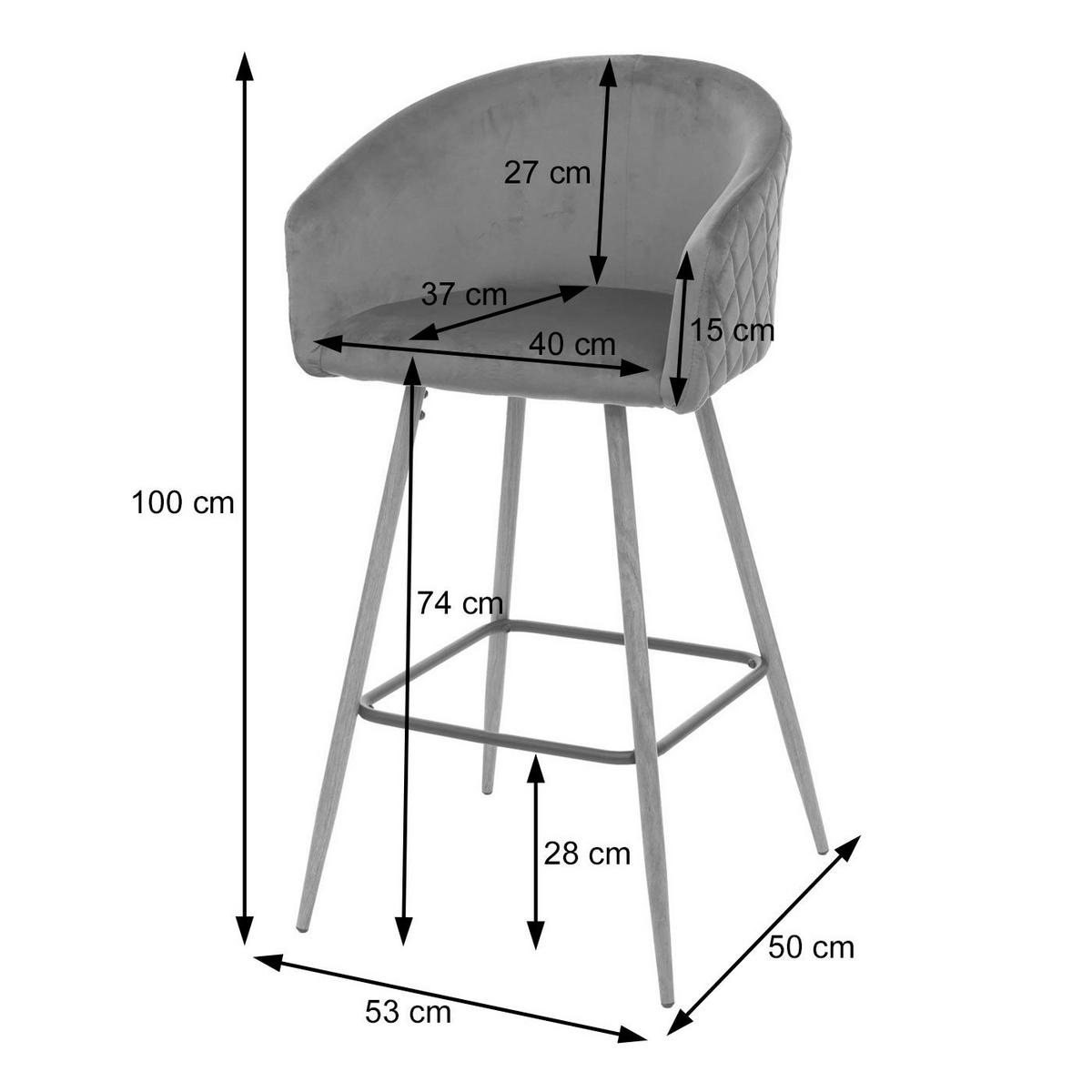 BARHOCKER Grau 2er-Set - Grau, Textil (53/100/50cm) - MCW