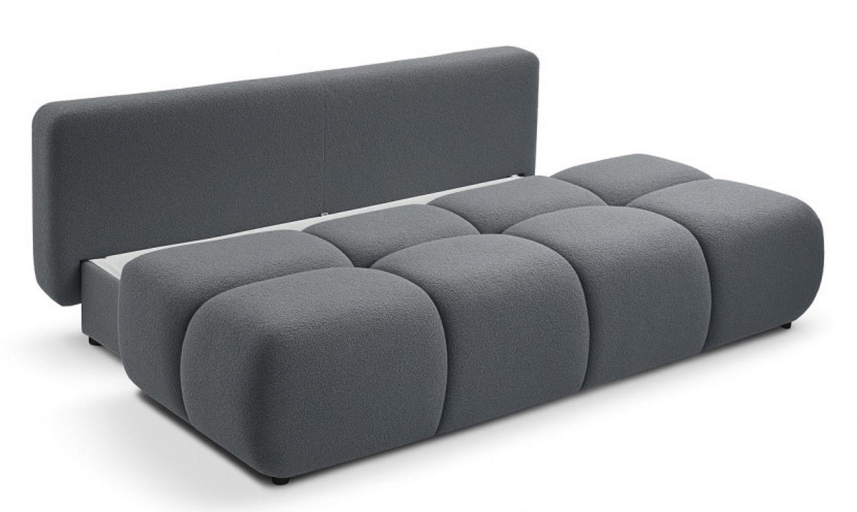 SOFA Grau MILA Ausziehbar Ohne Armlehnen Bouclé - Grau, Textil (214/89/104cm) - Sepro Meble