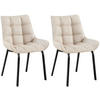 STUHL 2er Set Stoff Elfenbein - Creme/Schwarz, Textil/Metall (58/84/57cm) - CLP