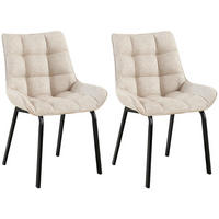 STUHL 2er Set Stoff Elfenbein - Creme/Schwarz, Textil/Metall (58/84/57cm) - CLP