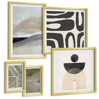 BILDER SET 5er Set - 50x50 cm & 20x30 cm & 40x60 cm Goldrahmen - Gemalte abstrakte Dekorationen - Goldfarben, Kunststoff (40/60cm) - TULUP