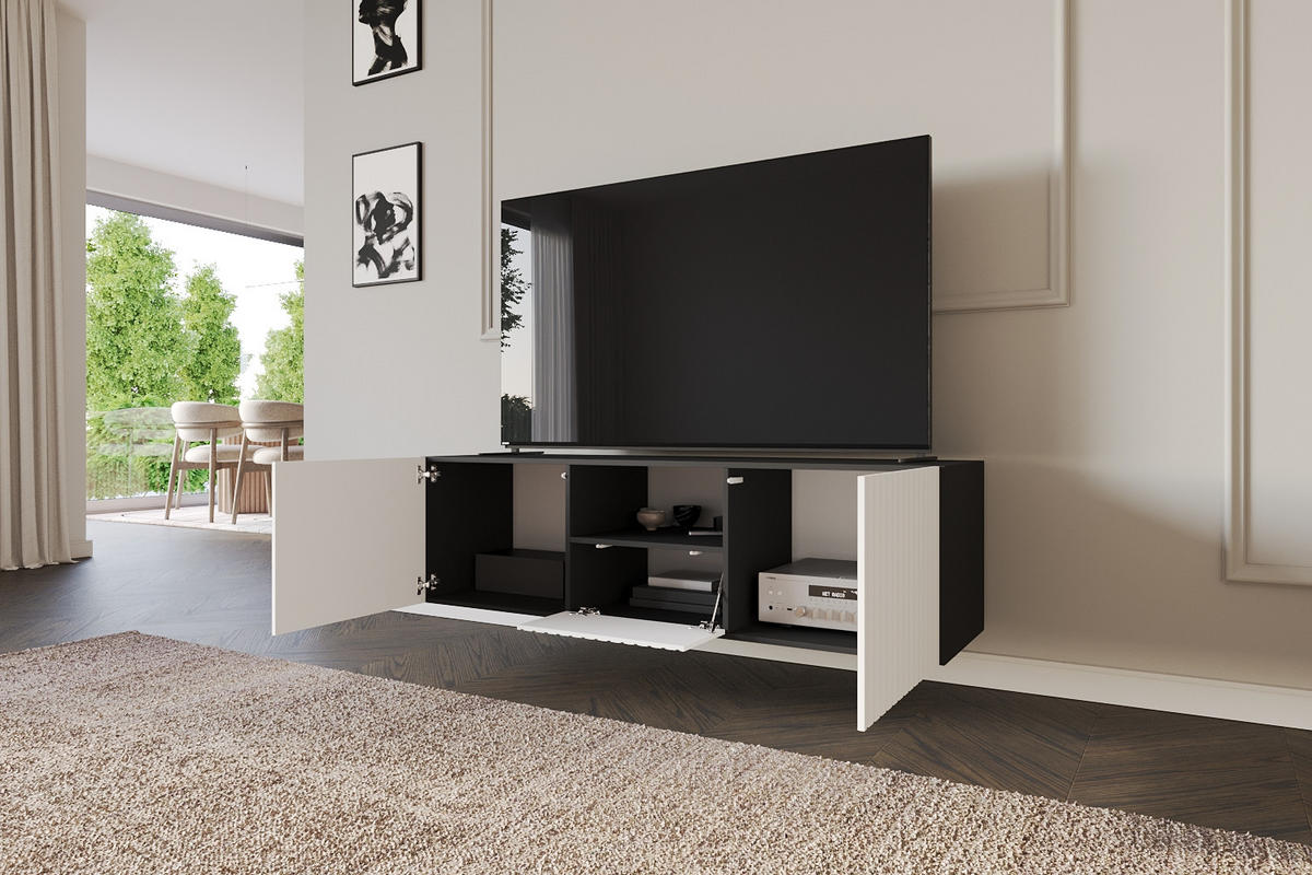 LOWBOARD KITO-W 140x40x41 cm - Schwarz / Weiß - Weiß, Holzwerkstoff (140/40/41cm) - ALTDECOR