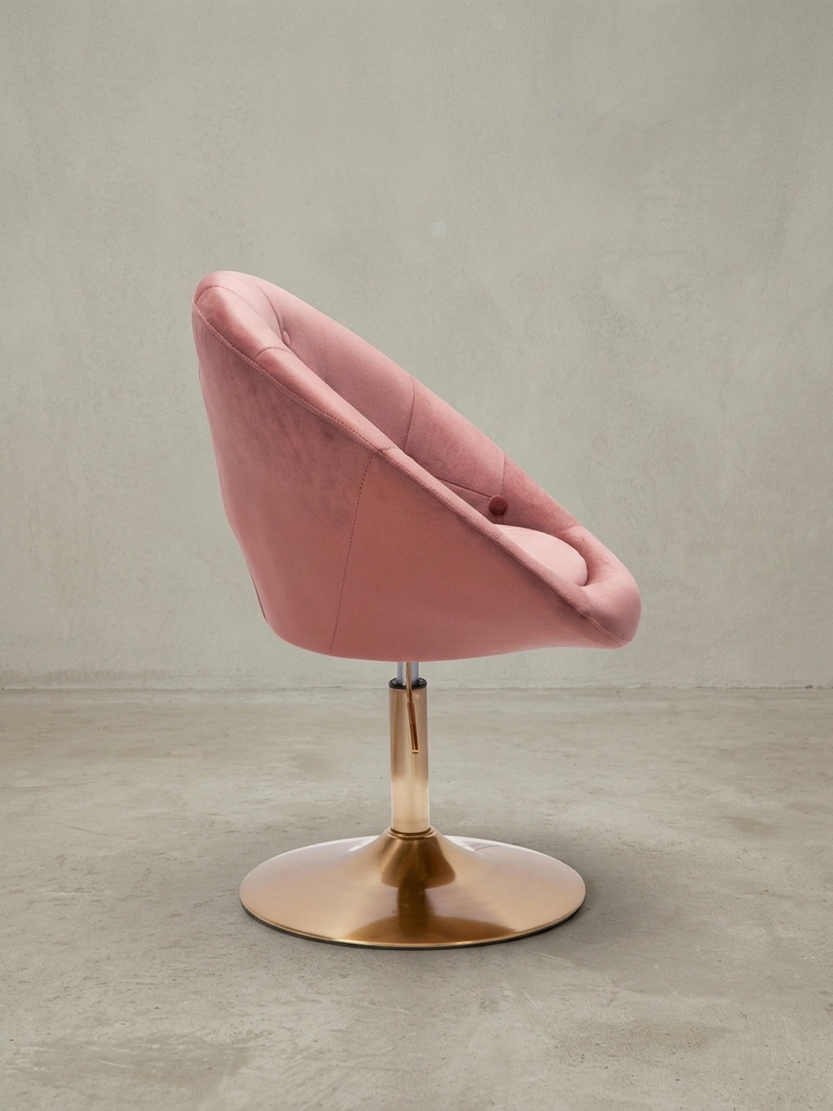 LOUNGESESSEL Chesterfield-Stil mit Samtbezug und 360° Drehfunktion, Rosa 67x62x100 cm - Pink/Goldfarben, Textil/Metall (67/100/62cm) - KADIMA DESIGN