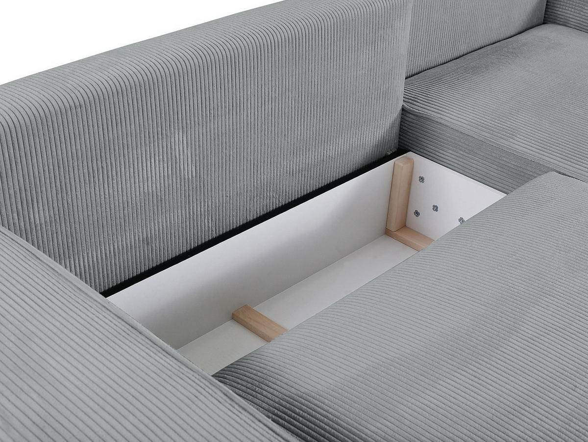 ECKSOFA mit Schlaffunktion - Ecke Rechts - Cord - Hellgrau - AMELIA - Hellgrau, Textil (267/167cm) - Vente-Unique